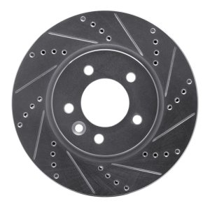 Land Rover LR3 Brake Rotor (1) - Front Right - R1 Concepts - Drilled & Slotted - Silver - `05-`07